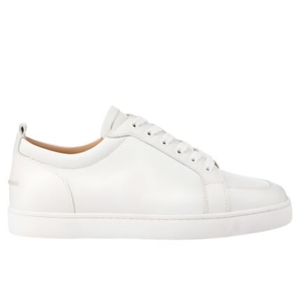 Finemart Men’s White Leather Low Top Sneakers